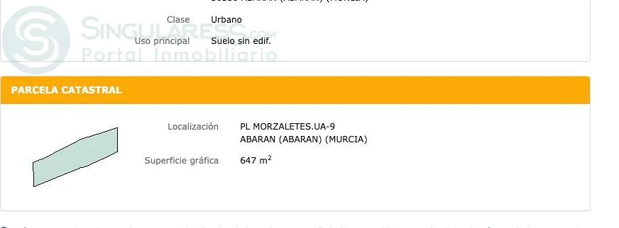 Comprar terreno de 647m² en Abarán