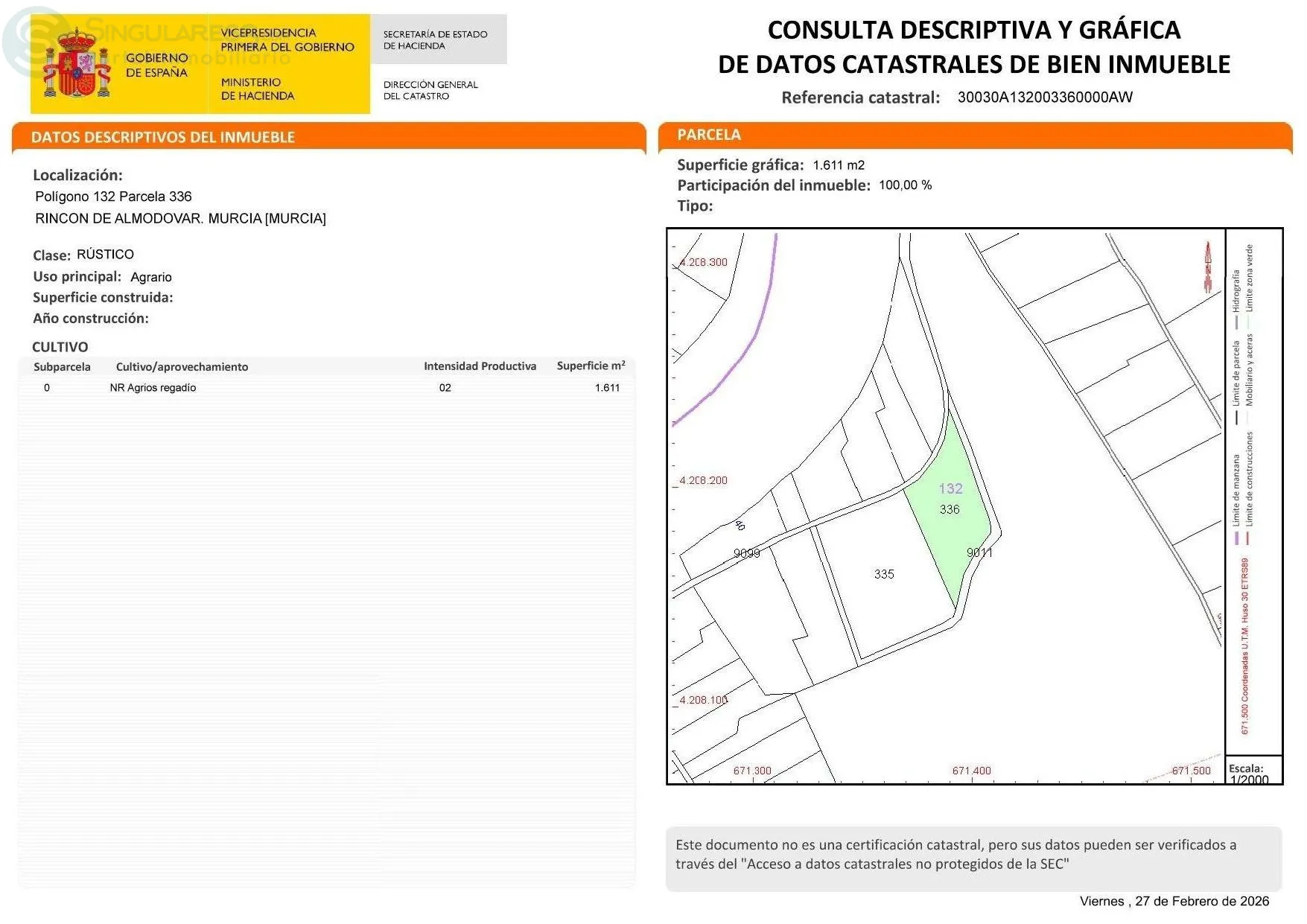 Comprar terreno de 2770m² en Murcia