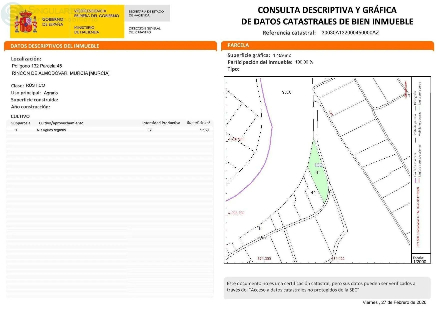 Comprar terreno de 2770m² en Murcia