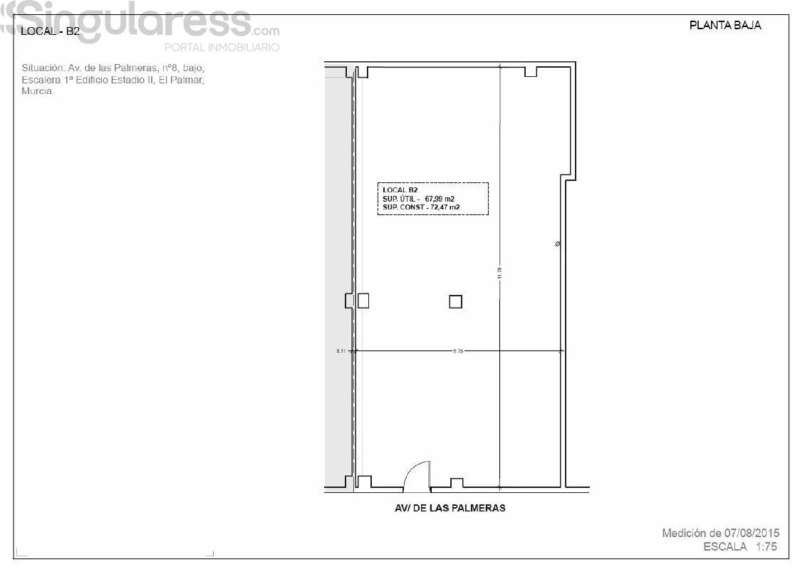 Comprar instalaciones, naves industriales... de 72m² en Murcia